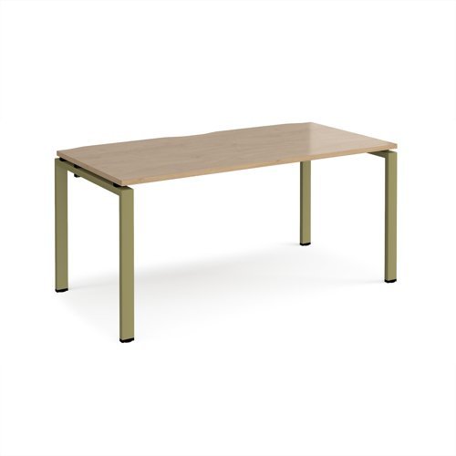 Adapt single desk 1600mm x 800mm - green frame Kendal Oak Top - E168-GN-KO