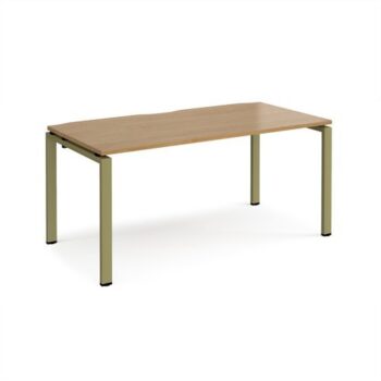 Adapt single desk 1600mm x 800mm - green frame Oak Top - E168-GN-O
