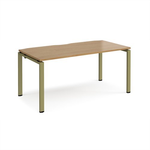 Adapt single desk 1600mm x 800mm - green frame Oak Top - E168-GN-O