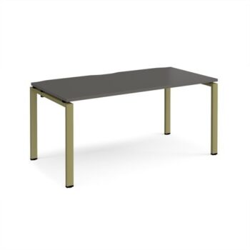 Adapt single desk 1600mm x 800mm - green frame storm grey top - E168-GN-OG