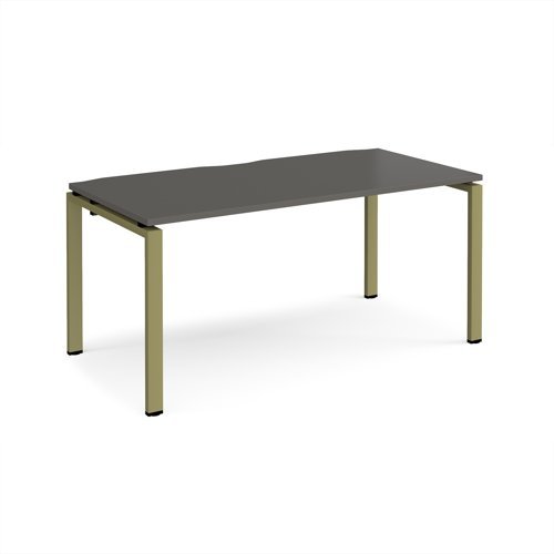 Adapt single desk 1600mm x 800mm - green frame storm grey top - E168-GN-OG