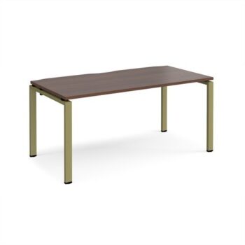Adapt single desk 1600mm x 800mm - green frame Walnut top - E168-GN-W