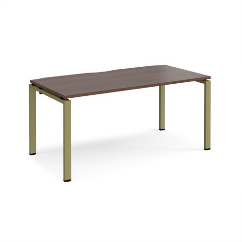 Adapt single desk 1600mm x 800mm - green frame Walnut top - E168-GN-W