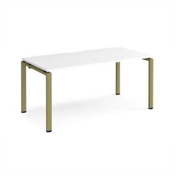 Adapt single desk 1600mm x 800mm - green frame White Top - E168-GN-WH