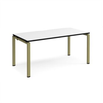 Adapt single desk 1600mm x 800mm - green frame White Top black edge - E168-GN-WK