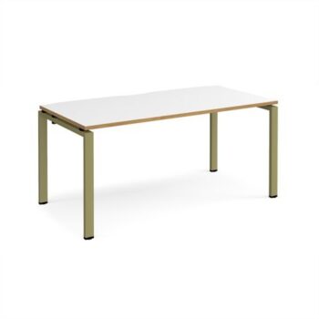 Adapt single desk 1600mm x 800mm - green frame White Top oak edge - E168-GN-WO