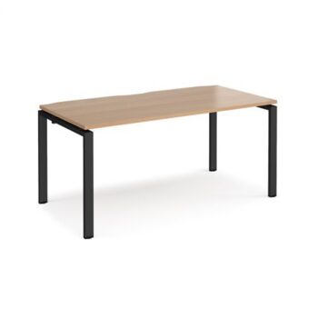 Adapt single desk 1600mm x 800mm - black frame Beech top - E168-K-B