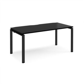 Adapt single desk 1600mm x 800mm - black frame black top - E168-K-BK
