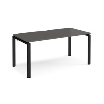 Adapt single desk 1600mm x 800mm - black frame storm grey top - E168-K-OG