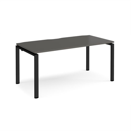 Adapt single desk 1600mm x 800mm - black frame storm grey top - E168-K-OG