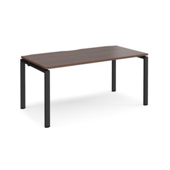 Adapt single desk 1600mm x 800mm - black frame Walnut top - E168-K-W