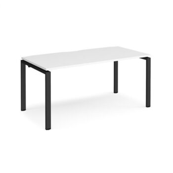 Adapt single desk 1600mm x 800mm - black frame White Top - E168-K-WH
