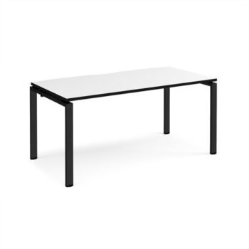 Adapt single desk 1600mm x 800mm - black frame White Top black edge - E168-K-WK
