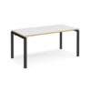 Adapt single desk 1600mm x 800mm - black frame White Top with oak edging - E168-K-WO