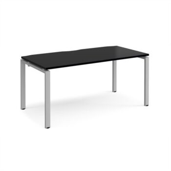 Adapt single desk 1600mm x 800mm - silver frame black top - E168-S-BK