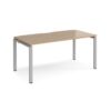 Adapt single desk 1600mm x 800mm - silver frame Kendal Oak Top - E168-S-KO