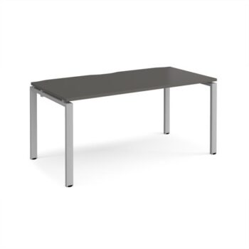 Adapt single desk 1600mm x 800mm - silver frame storm grey top - E168-S-OG
