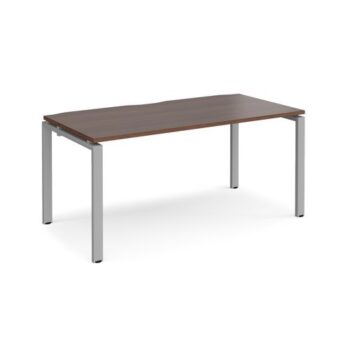 Adapt single desk 1600mm x 800mm - silver frame Walnut top - E168-S-W