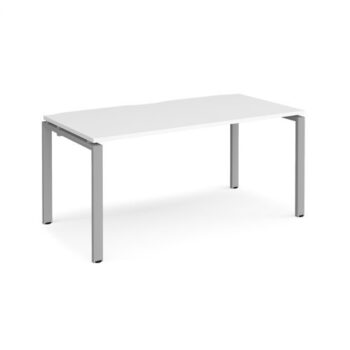 Adapt single desk 1600mm x 800mm - silver frame White Top - E168-S-WH