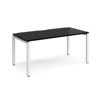 Adapt single desk 1600mm x 800mm - white frame black top - E168-WH-BK