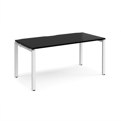 Adapt single desk 1600mm x 800mm - white frame black top - E168-WH-BK