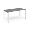 Adapt single desk 1600mm x 800mm - white frame Grey Oak Top - E168-WH-GO