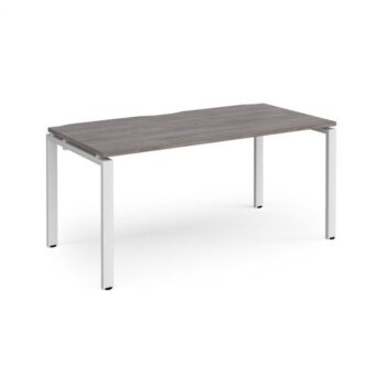 Adapt single desk 1600mm x 800mm - white frame Grey Oak Top - E168-WH-GO