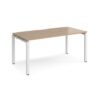 Adapt single desk 1600mm x 800mm - white frame Kendal Oak Top - E168-WH-KO