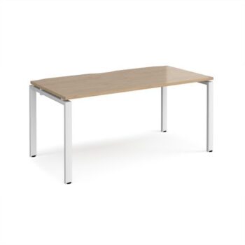 Adapt single desk 1600mm x 800mm - white frame Kendal Oak Top - E168-WH-KO