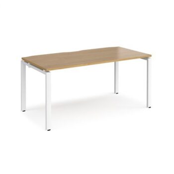 Adapt single desk 1600mm x 800mm - white frame Oak Top - E168-WH-O