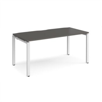 Adapt single desk 1600mm x 800mm - white frame storm grey top - E168-WH-OG