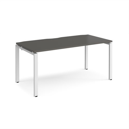 Adapt single desk 1600mm x 800mm - white frame storm grey top - E168-WH-OG