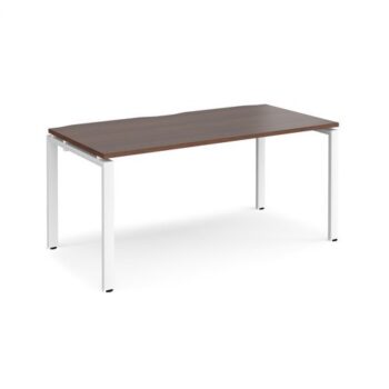 Adapt single desk 1600mm x 800mm - white frame Walnut top - E168-WH-W