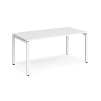 Adapt single desk 1600mm x 800mm - white frame White Top - E168-WH-WH