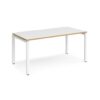 Adapt single desk 1600mm x 800mm - white frame White Top with oak edging - E168-WH-WO