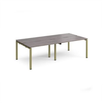 Adapt double back to back desks 2400mm x 1200mm - green frame Grey Oak Top - E2412-GN-GO