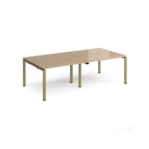Adapt double back to back desks 2400mm x 1200mm - green frame Kendal Oak Top - E2412-GN-KO