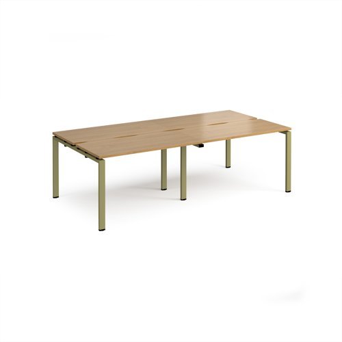 Adapt double back to back desks 2400mm x 1200mm - green frame Oak Top - E2412-GN-O
