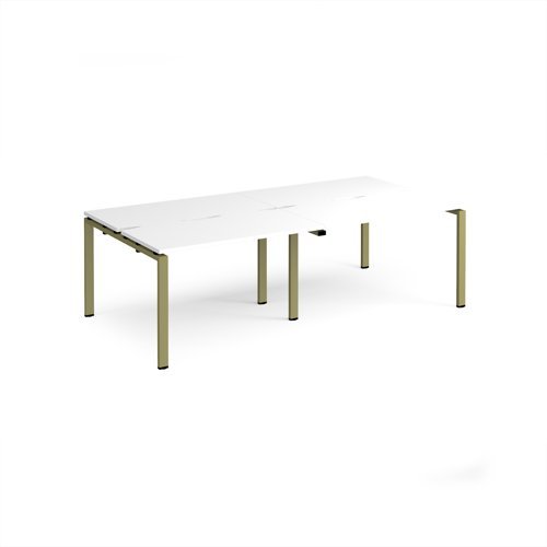 Adapt double back to back desks 2400mm x 1200mm - green frame White Top - E2412-GN-WH