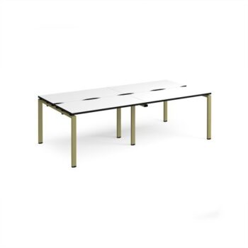 Adapt double back to back desks 2400mm x 1200mm - green frame White Top black edge - E2412-GN-WK