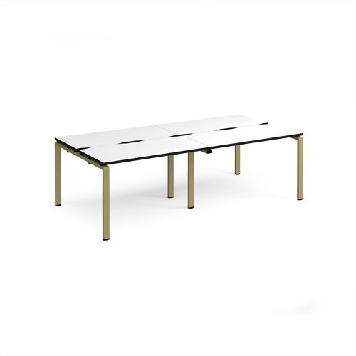 Adapt double back to back desks 2400mm x 1200mm - green frame White Top black edge - E2412-GN-WK