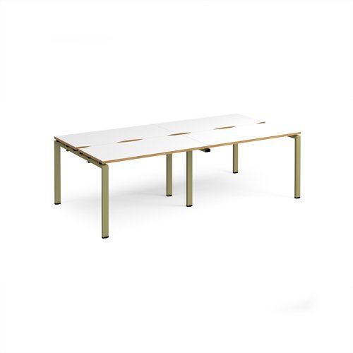 Adapt double back to back desks 2400mm x 1200mm - green frame White Top oak edge - E2412-GN-WO