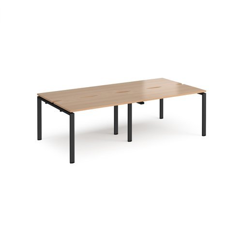 Adapt double back to back desks 2400mm x 1200mm - black frame Beech top - E2412-K-B