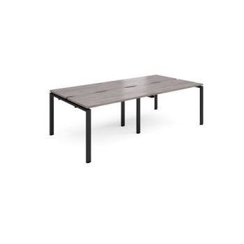 Adapt double back to back desks 2400mm x 1200mm - black frame Grey Oak Top - E2412-K-GO