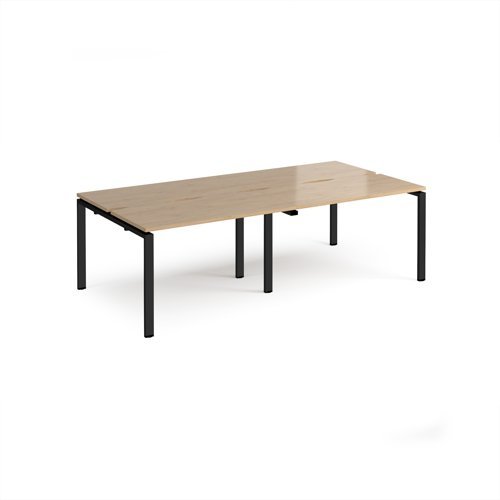 Adapt double back to back desks 2400mm x 1200mm - black frame Kendal Oak Top - E2412-K-KO