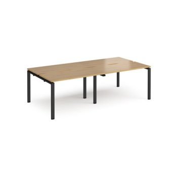 Adapt double back to back desks 2400mm x 1200mm - black frame Oak Top - E2412-K-O