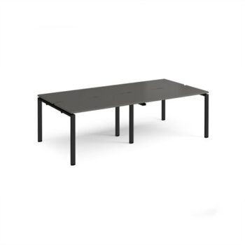 Adapt double back to back desks 2400mm x 1200mm - black frame storm grey top - E2412-K-OG