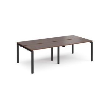 Adapt double back to back desks 2400mm x 1200mm - black frame Walnut top - E2412-K-W