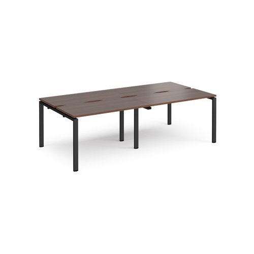Adapt double back to back desks 2400mm x 1200mm - black frame Walnut top - E2412-K-W