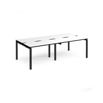 Adapt double back to back desks 2400mm x 1200mm - black frame White Top black edge - E2412-K-WK